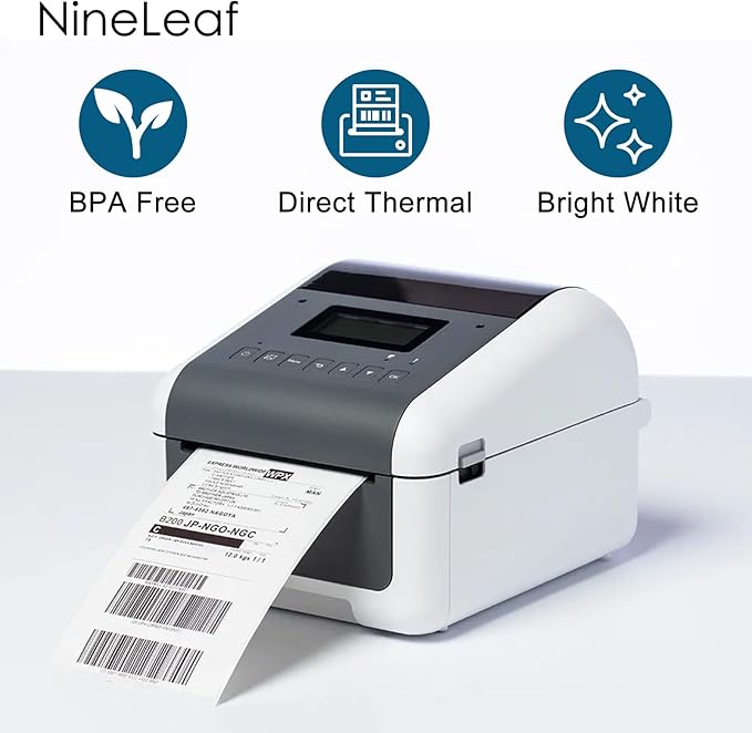 NineLeaf 3 Roll 4'' x 145' (102mm x 42.8m) Continuous Standard Address Paper Compatible for Brother RD-S01U2 Direct Thermal Labels for Zebra& Brother RJ-3050 RJ-3150 and Other Brand Label Printers