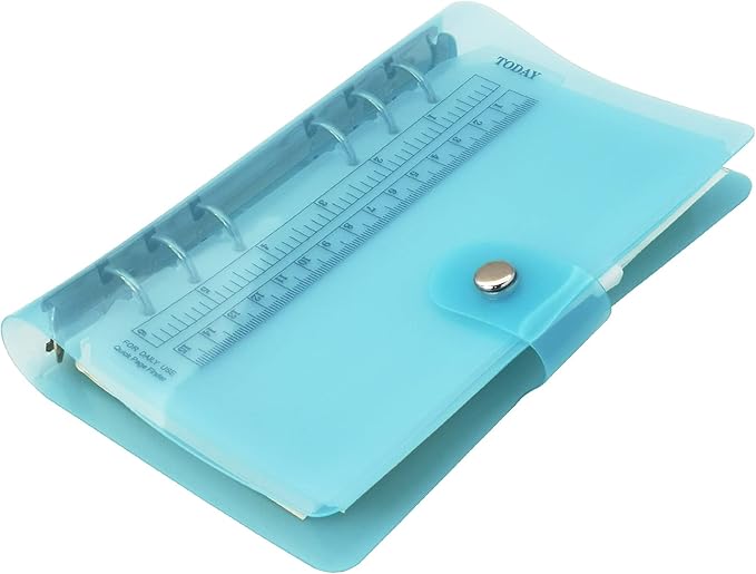 A6 A5 6-Holes Colorful PVC Cover Personal Organizer with Snap Button Closure File Folder for Loose Leaf Sheet Notebook (Blue Radiance, A6 Combo)