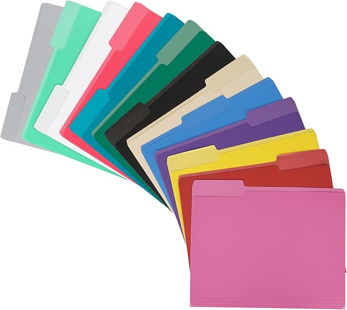 pmybupo 18 Pack File Folders Letter Size Gray,Folders 8.5x11 1/3-Cut Tabs,Colored File Folders,Office Home School for Documents Files Paper