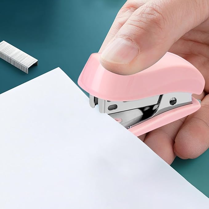 Mini Stapler, 20 Sheet Capacity,Pink Small Cute Staplers with 830 Standard Staples and Remover,Portable,Easy to Load,Durable Office Stapler for School,Office,Classroom,Student Supplies