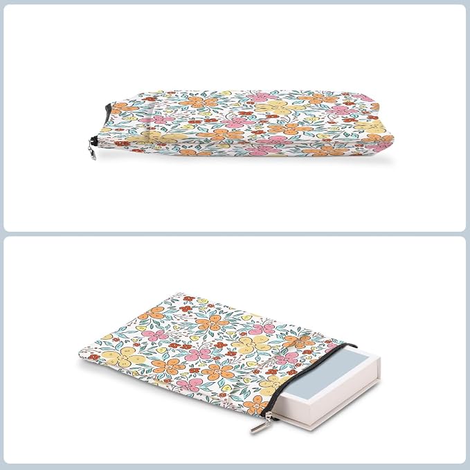 Book Sleeve Book Lovers Gifts Waterproof Books Pouch Protector Cover Reading Accessories Gifts for Women Girls Bookworm Teacher Reader Librarian Birthday Graduation Christmas, Aesthetic Floral