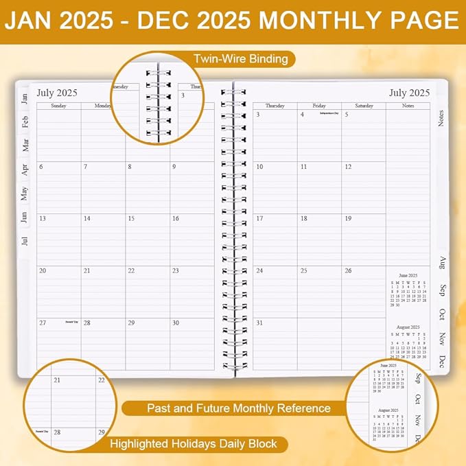 2025 Planner - Planner 2025 for Women & Men, January 2025 - December 2025, Weekly And Monthly Planner with 12 Tabs, 6.4" x 8.5", Leaf