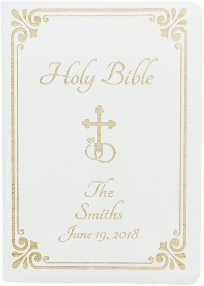 Personalized Catholic Bible with Name Engraved, NABRE - Holy Matrimony Wedding and Anniversary Bible for Newlyweds - Religious Vows Ceremony Christian Gift