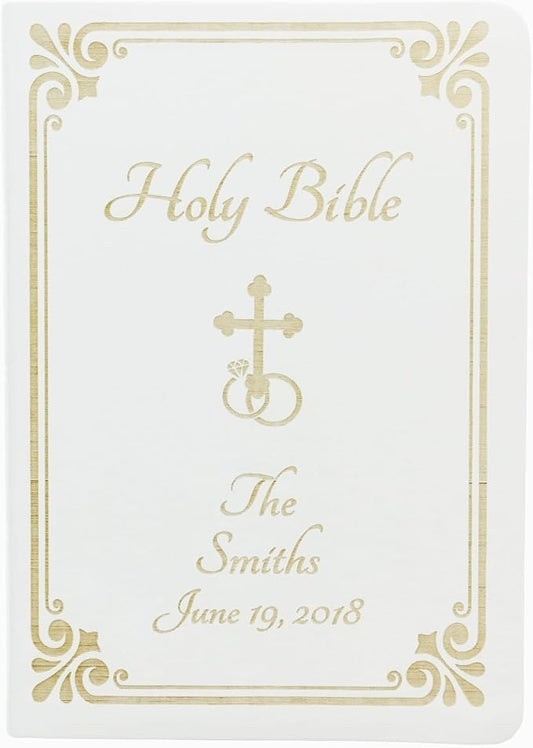 Personalized Catholic Bible with Name Engraved, NABRE - Holy Matrimony Wedding and Anniversary Bible for Newlyweds - Religious Vows Ceremony Christian Gift
