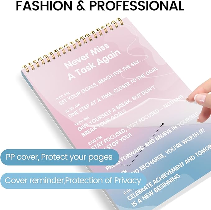 KMQOY To Do List Notepad - Daily Planner Pad Undated 52 Sheets Spiral Today Planner Note Pad Premium Thick Paper 6.5" x 9.8" For Work and Personal Organized - Pink & Blue