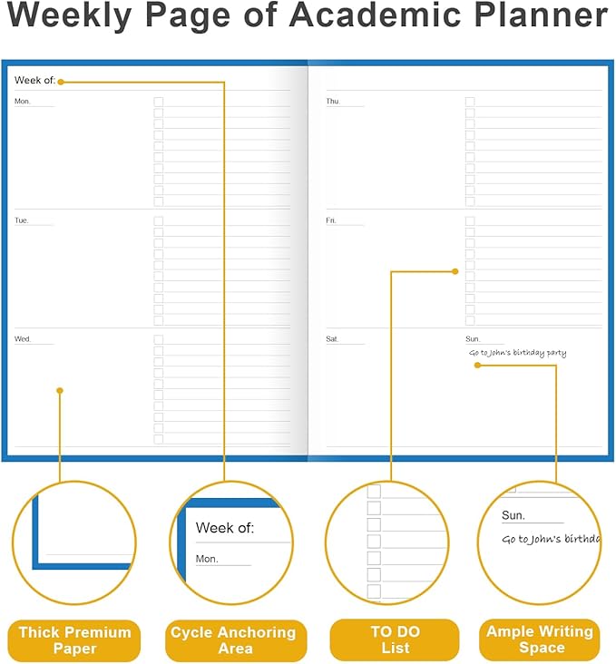 Academic Planner for 2026-2027 or Anytime – 8.5" x 11" Undated Weekly Student Planner For Homeschool, High School, College & Nursing Students, 200 Pages, Blue
