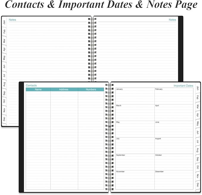 Planner 2026 For Women & Men - Monthly and Weekly Calendar Planner from January 2026 - December 2026, Student Planning with 12 Tabs for Office School Supplies, Inner Pocket, 8.5" x 11", Black
