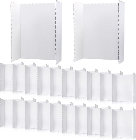 Outus 24 Pcs 24 x 36 Inch Trifold Poster Board Tri Fold Science Fair Display Boards for Projects Photo Picture Exhibition Event Displays Business Presentation School Foldable,White Corrugated