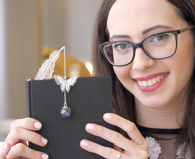 Teacher Appreciation Gifts for Women - Metal Feather Bookmark with 3D Butterfly Charm – Mother’s Day Gifts for Mom, Thank You Gifts, Book Lover Gift Under 10 Dollars, Gift Box Included