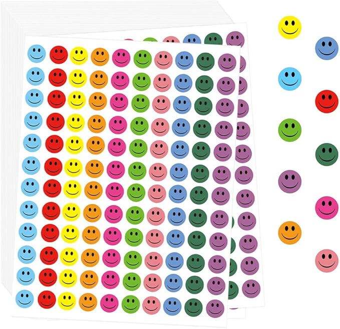 6000 Pcs Smiley Face Stickers, 50 Sheets Small Happy Face Sticker 10 Colors Mini Face Sticker Round Colorful Reward Stickers for Kids Classroom Behavior Chart Decals for Students Teachers Supplies