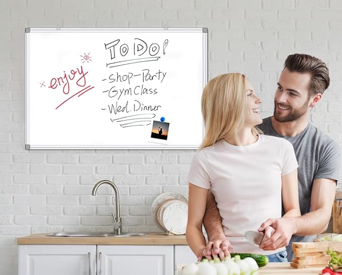 36"x24" Magnetic Whiteboard, Dry Erase White Board, Wall Mounted with Aluminum Frame, 2 Markers, 4 Magnets,1 Erasers, Corrugated