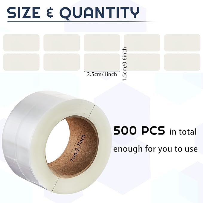 1000 Pieces Label Protector Clear Labels Wafer Seals Waterproof 0.59 x 0.98 Inch Back to School Clear Covers for Protecting Barcodes, Numbers and Stickers