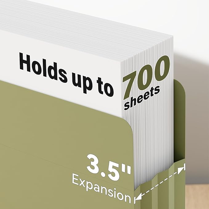 Ansook Leagl Size Expanding File Folders,6 Pack 5.25" Accordion File Pockets Folders,Heavy Duty Expandable File Folders for Cabinet,with Straight-Cut Tab,Holds 8.5" x 14" documents & Manila Folder