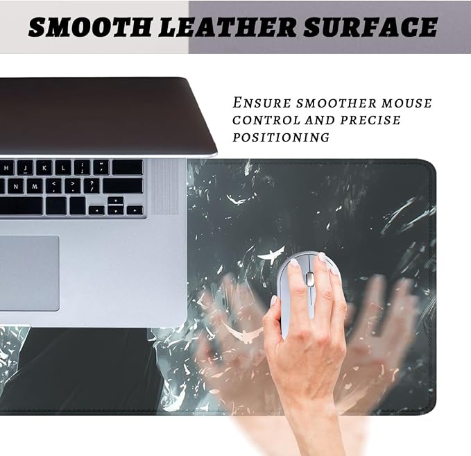 Mystic Angel Gaming Mouse Pad Desk Pad Gothic White Hair Girl Extended Gaming Mousepad Mat with Stitched Edge Non-Slip Base Big Mousepad Office Computer Keyboard 31.5"x11.8"