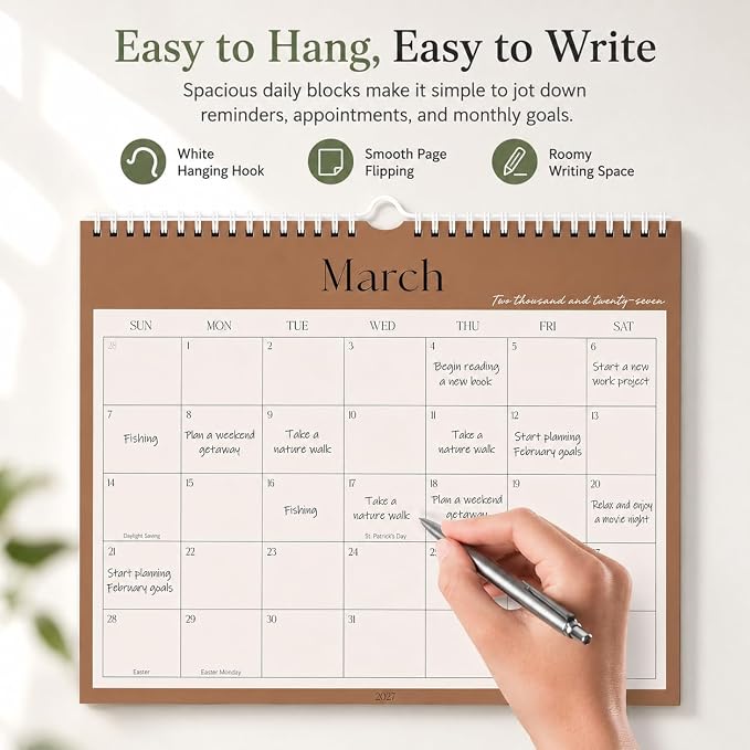meDolove Spiral Hanging 18-Month Wall Calendar 2026-2027,14" x 11" | 12 Morandi Neutral Color Pages,July 2026-Jun 2027,No-Bleed Paper,for Women, Working Moms, Office