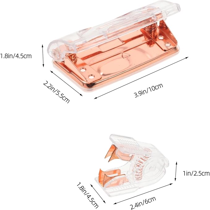 1Set Elegant Two Hole Puncher Staple Remover Portable Heavy Duty Office Tools for File Folders Transparent Design for Accurate Alignment Stylish Office