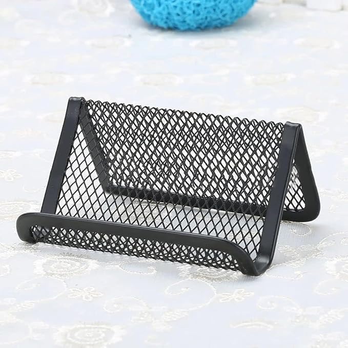1pc Black Metal Business Card Display Holder,Office Desktop Credit Name Card Case,Office Card Collection Organizers Desk Storage Stand Index Card Filing Products,Desk Accessories
