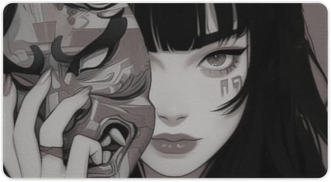 Large Mouse Pad Gaming Mousepad Female Samurai Anime Girl Cool Retro Japanese Big Computer Desk Mat Desk Pad for Keyboard and Mouse Mat Non-Slip Base 40X75cm, Style