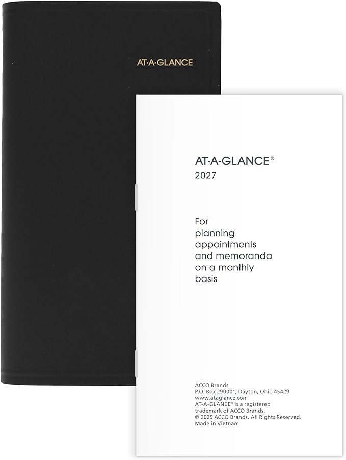 AT-A-GLANCE 2027 Monthly Planner Refill for 7006405, 13-Month Jan-Jan, 3.5" x 6", Pocket Size, Unruled Blocks (709061027)