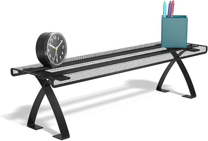 TRU RED Wire Mesh Desktop Shelf, Matte Black, 2‑Pack – Space‑Saving Desk Riser for Monitors & Office Accessories