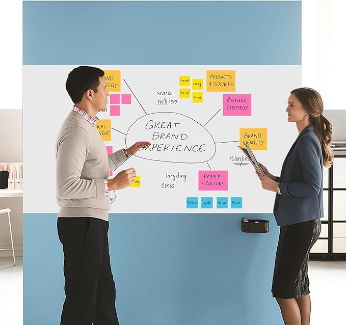 White Board Paper with 2 Markers, Large Dry Erase Contact Paper, Peel and Stick Whiteboard Sticker, Self-Adhesive White Board Roll Wallpaper for Office/Home/Drawing (35.4"×78.7")