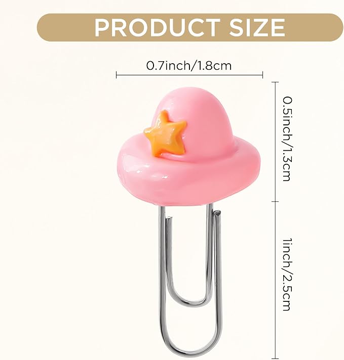 Handmade Bookmarks for Women, 3 Pcs Polymer Clay Cute Pink Hat Bookmark for Book Lovers Students Teachers, Unique Reading Accessories Page Markers
