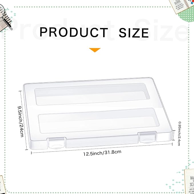 Outus 6 Pieces A4 File Box Paper Photo Storage Box A4 Portable Project Case Clear Plastic Document Magazine Organizer Box for Office School Supplies Accessories 12.52 x 9.5 x 0.95 Inch