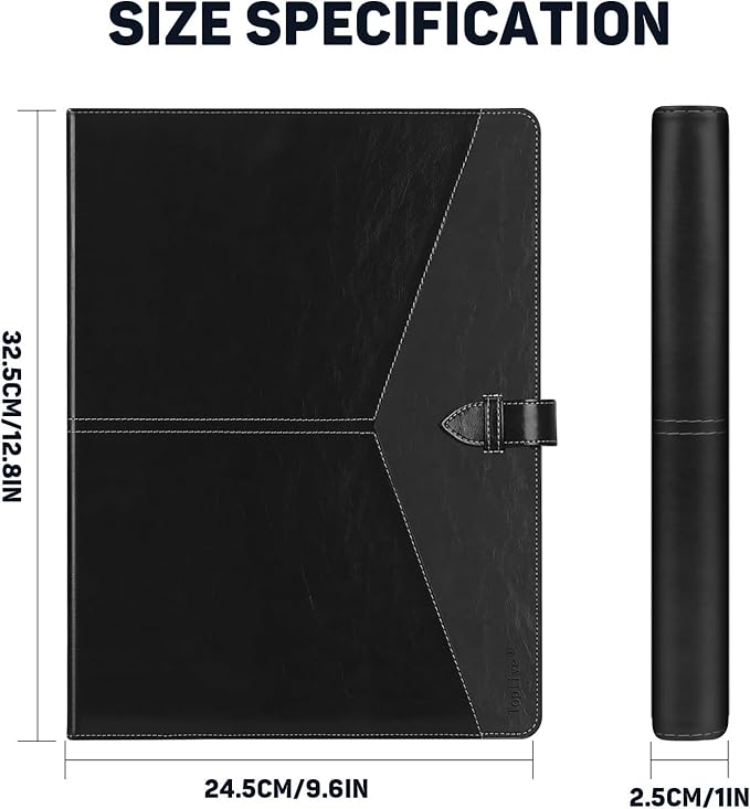 Toplive Executive Resume Padfolio Folder Business Portfolio Interview Presentation Legal Writing Pad Organizer with Card Holder Document Sleeve for Men Women, Black