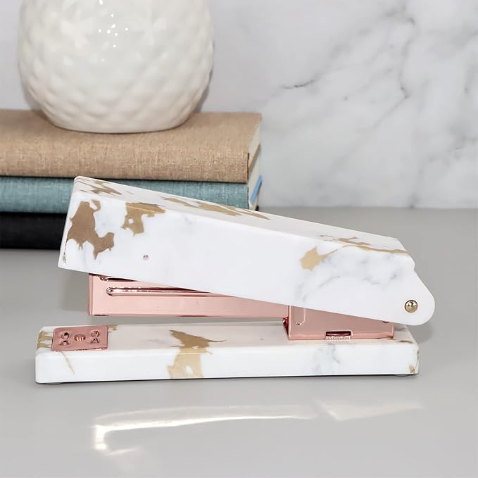 Desk Stapler Stapler Creative Marble Pattern Stapler Can Bind 20 Pages Capacity Learning Office Supplies Student Stationery Gifts School Supplies (Color : B)