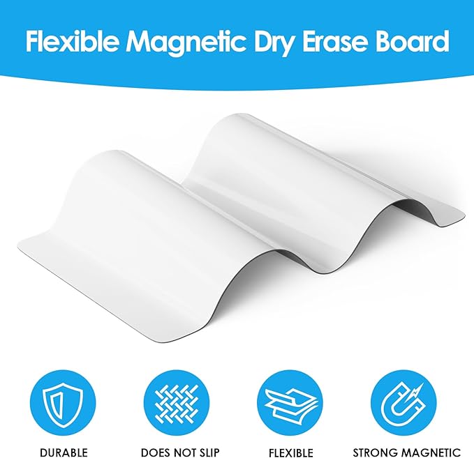 MaxGear 16 X 12 inch Magnetic Dry Erase Whiteboard for Refrigerator, Fridge Whiteboard Sheet Fridge Shopping List Office Notice Board with New Stain Resistant Technology (Include 1 Eraser,6 Markers)