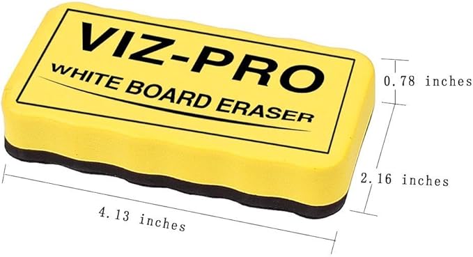 VIZ-PRO Magnetic Dry Erase Board, 36 X 24 Inches, Silver Aluminium Frame, with 3 Colored Erasers