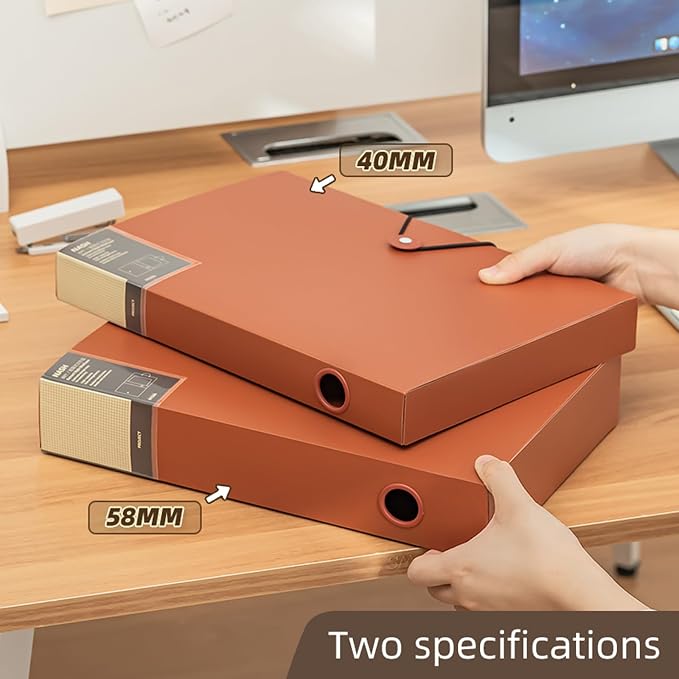 A4 Storage File Boxes Plastic Archives Cases with Lid, File Folder Organizer Document Filing Box for office,home,school (1, 40mm width)