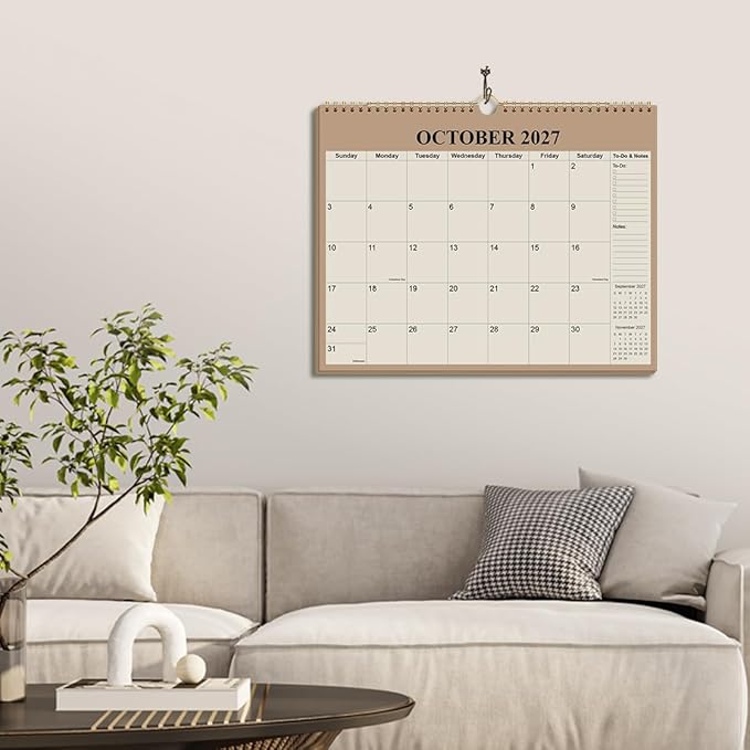 Calendar 2026-2027 - 18 Months Wall Calendar from July 2026 to December 2027, 2026-2027 Wall Hanging Calendar Planner with Thick Paper, 12" x 14.5", Cyan