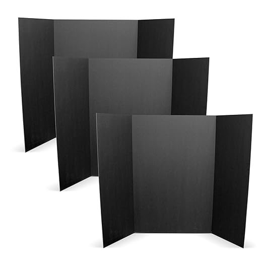 Flipside Products 36” x 48” Foam Project Boards for Presentations, Science Fair, School Projects, Event Displays and Trifold Picture Board - Total Black 3/16'' Thick - 3 Pack