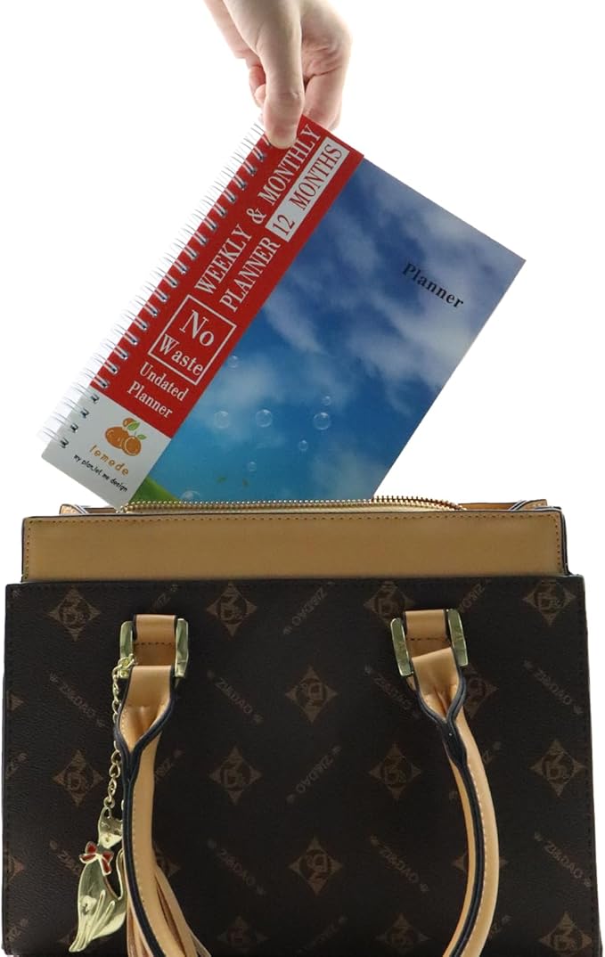 LEMEDE No Waste 12 Months Undated Planner Weekly and Monthly Planner, Weekly To Do List Notepad with Storage Pocket, A5 Undated Planners for Women & Men, Home Office Desk Accessories and Supplies