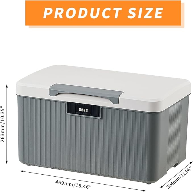 RUIAN Lockable Storage Container Bin, 10 Gallon & 2.3 Gallon Security Portable Combination Lock Plastic Box, Locked Security Box Suitable for Storing Important Items and Documents (White Grey)