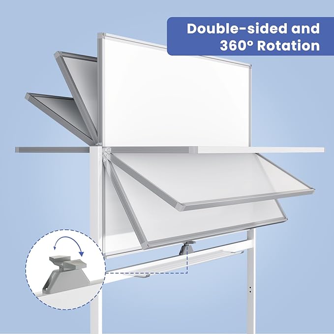 Rolling White Board on Wheels, 72" x 48" Large Dry Erase Board with Stand, Big Rolling Whiteboard for Home, Office, School (72" x 48")