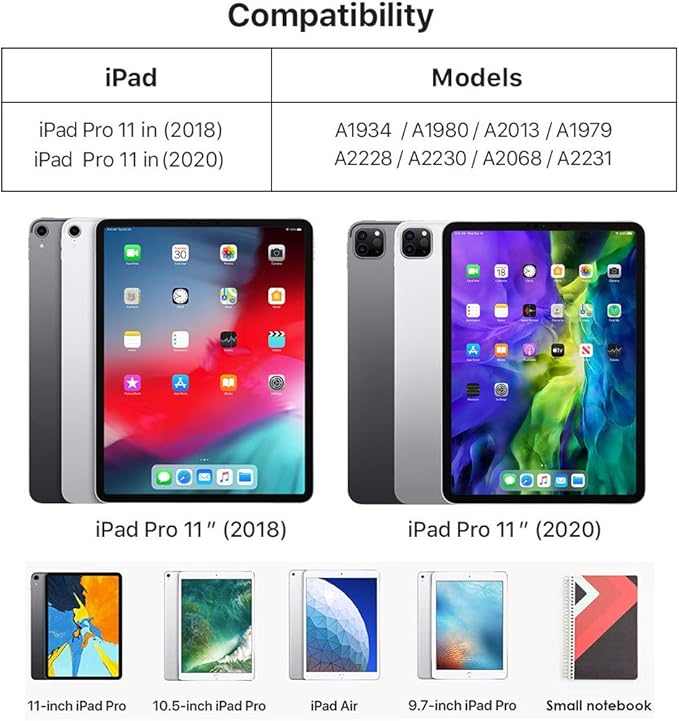 Leather Portfolio Padfolio for ipad Pro 11" Genuine Leather Smart Folio for 11-inch ipad pro 11 case with Pencil Holder Zipper Pocket Multifunctional Case for iPad 11/iPad 10.5/iPad 9.7