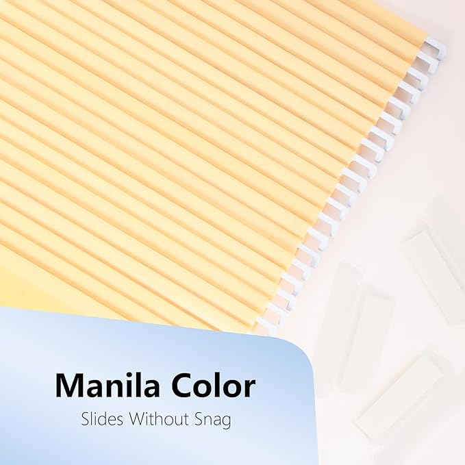 Plastic Hanging File Folders, 24 Pack Manila Hanging Folders，Letter Size with 1/5-Cut Tabs, Strong for Bulk Files, Documents and Paper, Office & Home Filing