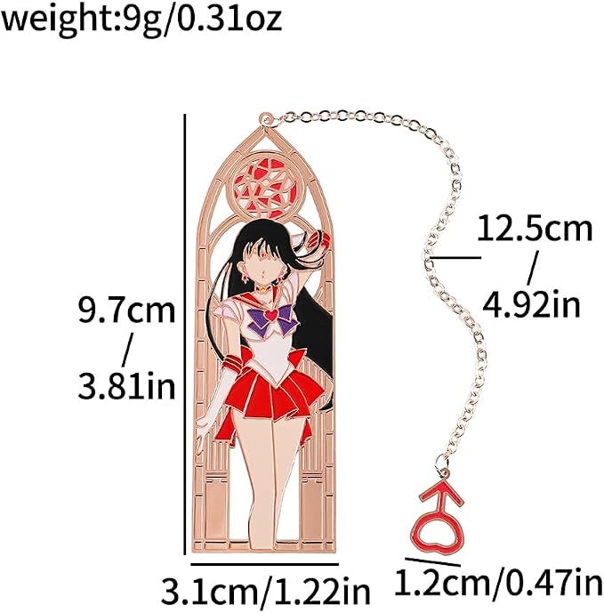 5 Style Anime Magical Girl Book Marks - Metal Bookmarks Gifts for Girls, Anime Fans, Book Lovers Student Men Women, Birthdays, Christmas, Valentine, School Supplies Book Accessory (Red Girl)