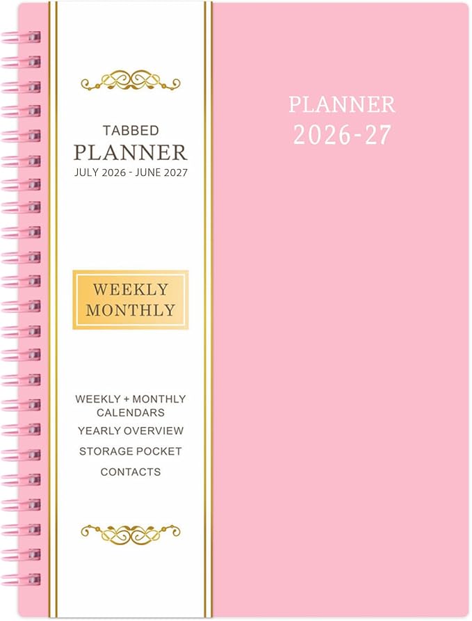 Planner 2026-2027 - Weekly & Monthly Planner, Jul 2026-Jun 2027, Academic Planner 26-27, 6.4"×8.5", Tabs, Thick Paper, Twin-Wire Binding, Back Pocket, Inspirational Quotes for Office Home School