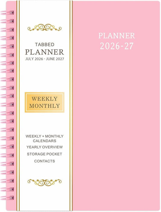 Planner 2026-2027 - Weekly & Monthly Planner, Jul 2026-Jun 2027, Academic Planner 26-27, 6.4"×8.5", Tabs, Thick Paper, Twin-Wire Binding, Back Pocket, Inspirational Quotes for Office Home School