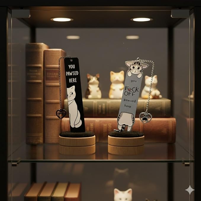 Cartoon Anime Cat Metal Bookmark,Cute Kawaii Reading Bookmark,Christmas Unique Gifts for Women Book Lovers (Cute Cat)