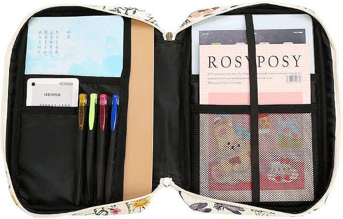 Bible Cover Carrying Book Case Church Bag Bible Protective with Handleand Zippered Back Pocket, Gift for Girls Women Mother Men Women Father Kids(White)