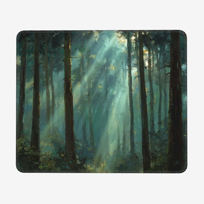 Voltique Mouse Pad Small Desk Mat, Forest Computer Mousepad with Stitched Edges Non-Slip, Keyboard Mouse Pad for Desktop Office Desk Accessories