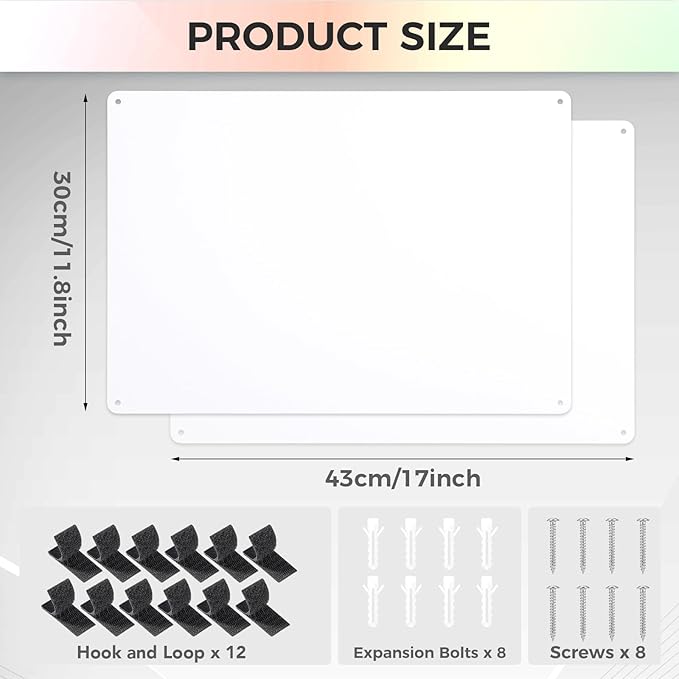 Thboxes 2 Pack Magnetic Board, 17" x 11.8" Metal Magnet Board for Wall Magnet Bulletin Boards for Cabinet Refrigerator Home Office to Display Magnetic Spice Jars Fridge Magnets Notes Photos (White)