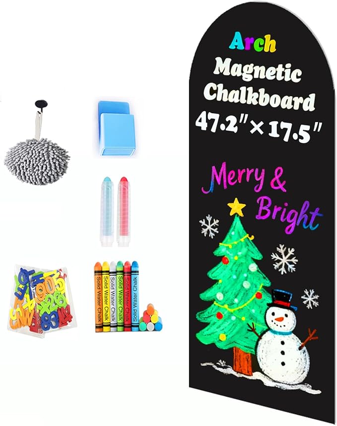 Magnetic Wall Sticker Chalkboard Contact Paper Arch 47.2" x 17.5" Self Adhesive Magnet Chalk Board Wallpaper Peel and Stick Wall Decal for Home Playroom Classroom Alternative Blackboard Paint