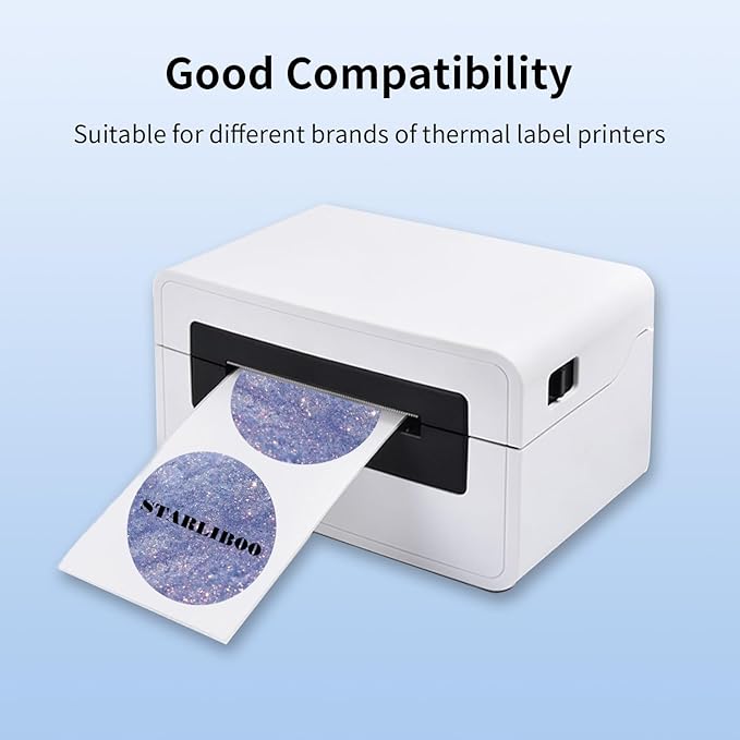 2 Inch Round Thermal Stickers Labels, Purple Direct Thermal Labels, Self-Adhesive Thermal Printer Stickers use for Business (600PCS)