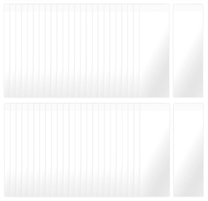 Clear Bookmark Sleeves Penta Angel 50Pcs Plastic Blank Photobooth Frames Vinyl Book Markers Cover Holder with Hole for Students Reading Wedding Valentine’s Gift Party Favor, 6.69x2.28'' (50)