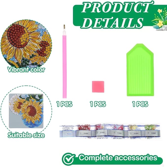 VI-FA 6 Pcs Diamond Painting Bookmark Kit, DIY Corner Book Marks for Adults Kids, Diamond Dot Art Craft Kits for Beginners, Birthday Gifts for Book Lovers Women Girls(Heart Flower)